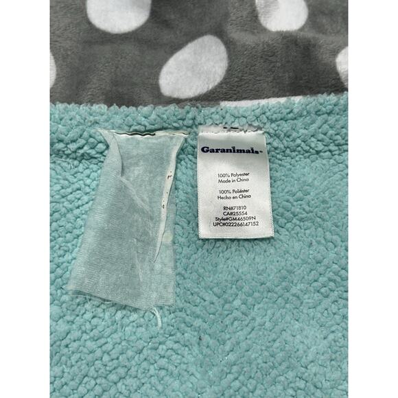 Garanimals Gray White Polka Dots Aqua Blue Sherpa Baby Blanket - Picture 3 of 6